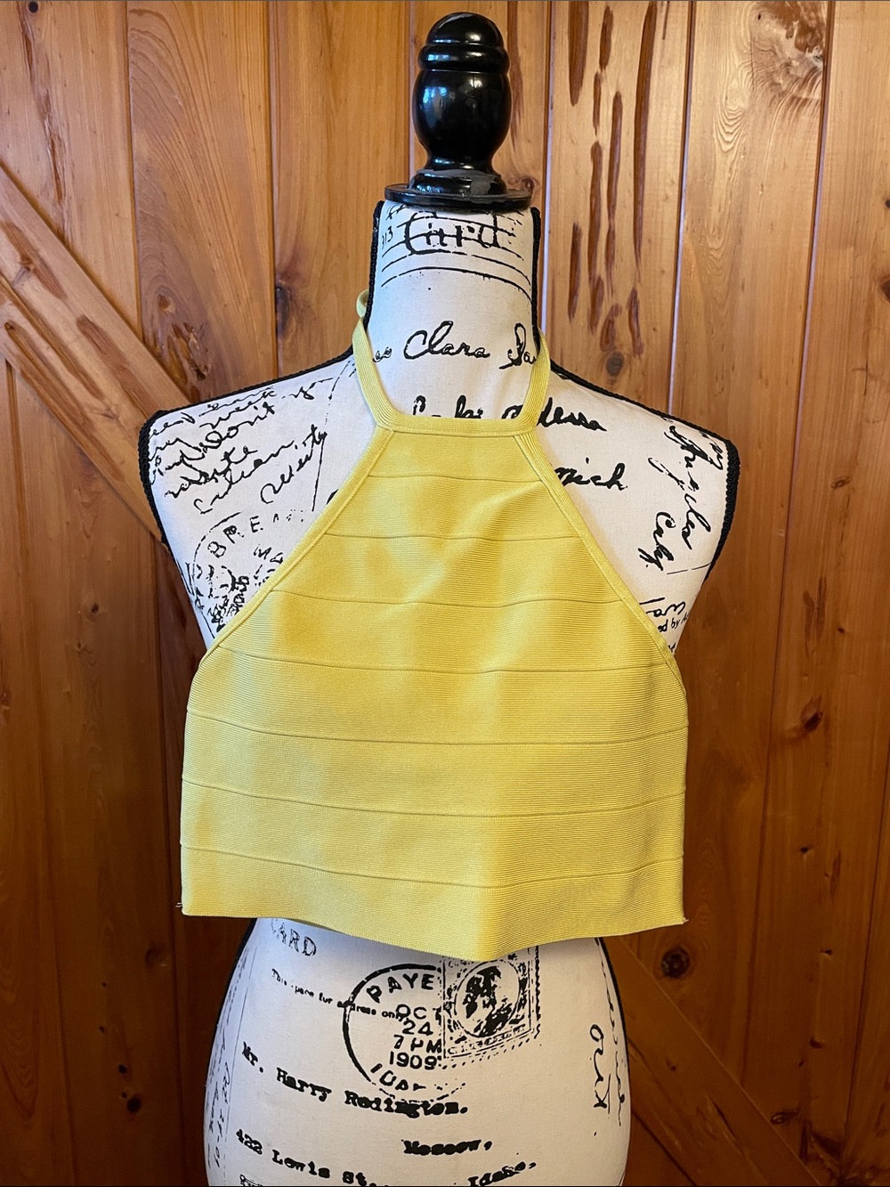 Herve Leger for Forever 21 Yellow Halter Crop Top small